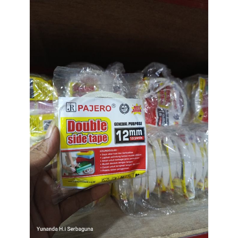 

( 1 SLOP ISI 24 ) DOUBLE TAPE 12mmx10YARD/SOLASI BOLAK BALIK BAGUS