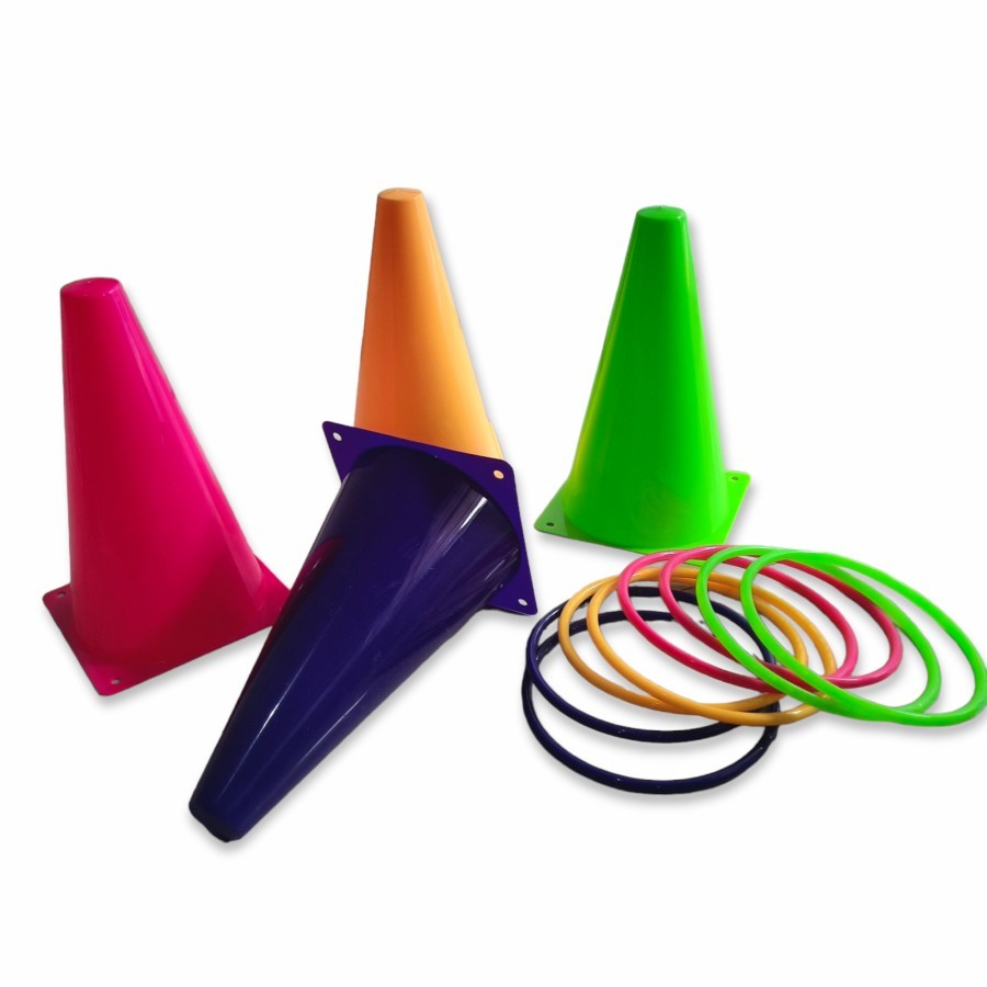 CONE KERUCUT PLUS RING / CONE KERUCUT LATIHAN OLAHRAGA / CONE RINTANGAN/ LEMPAR CINCIN