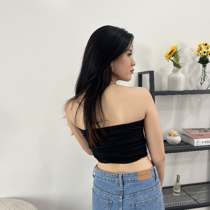 Gratong [Lolabae] Tube Atasan Kemben Wanita Knit Tube Top Kemben Rajut Wanita Kemben Dalaman Kemben