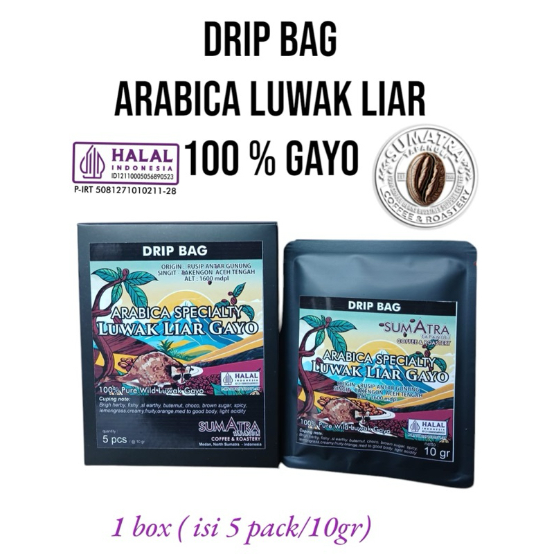 

Drip Bag Arabica Luwak Liar 100% Gayo