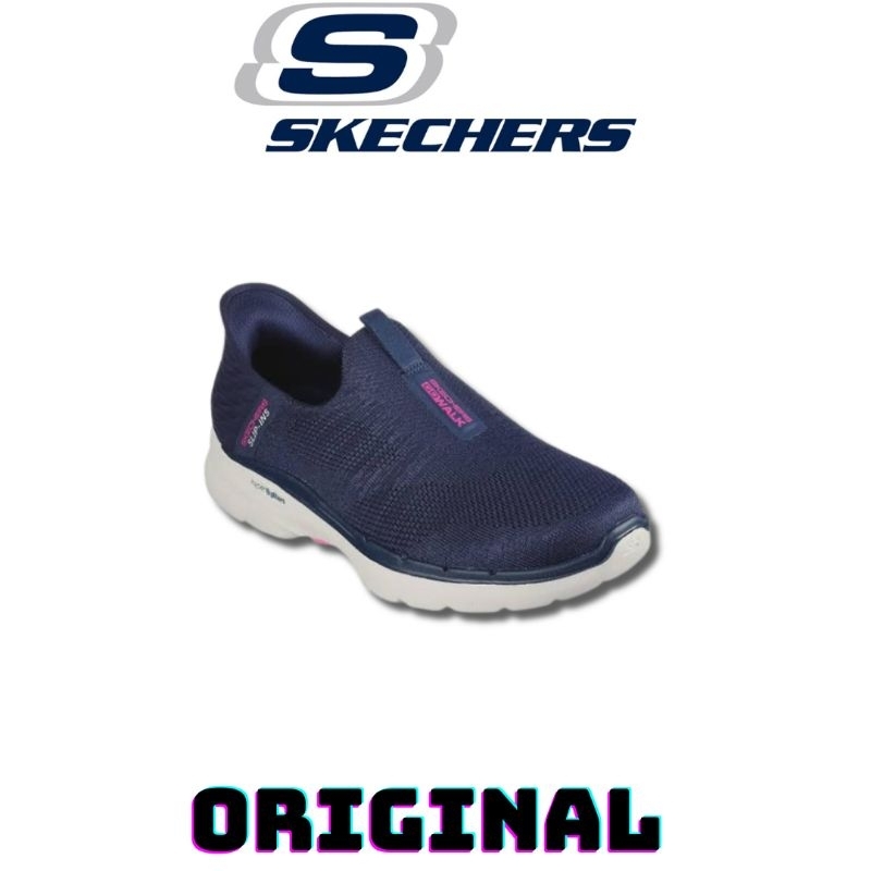 Sepatu Skechers Slip On Go Walk 6 Navy Women's ( 124569/NVY ) Original