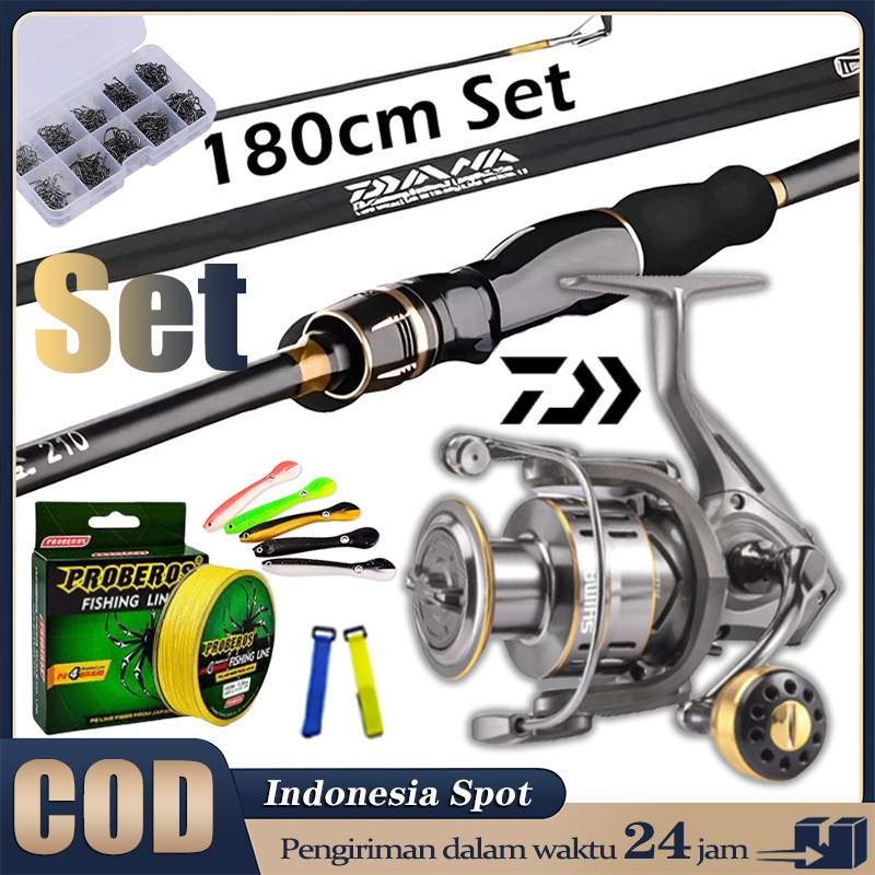 Joran Pancing Set DAIWA Set Gulungan Logam Pancing Set Joran dan Reel Pancing Ultralight rod dan