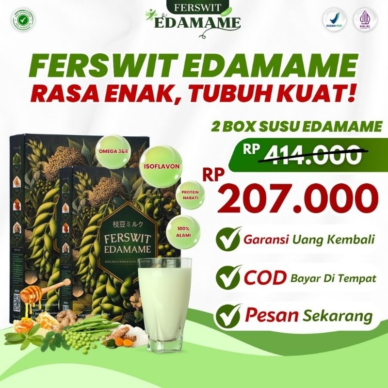 

2 Box Ferswit Susu Edamame Jepang bubuk Premium Ampuh Atasi masalah Tulang dan Sendi kemasan 200gr