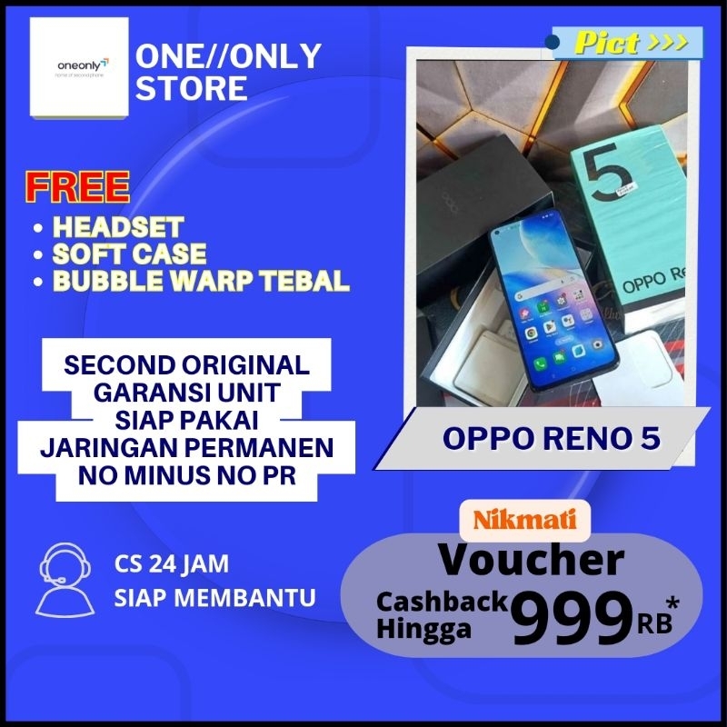 Oppo Reno 5 Ram 8/128 Ex Garansi Resmi Hp Second