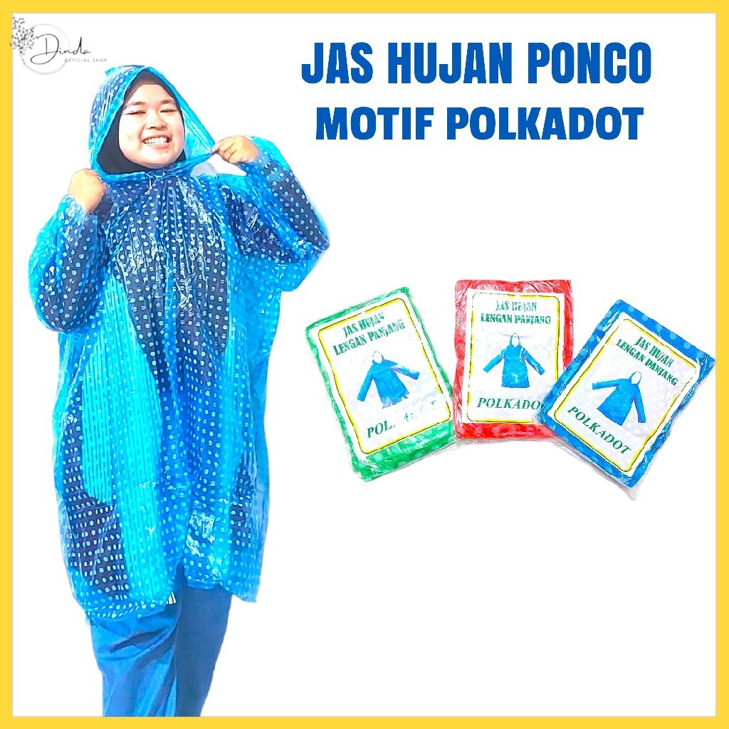 Jas Hujan Plastik HDPE Atasan Ponco Motif Polkadot