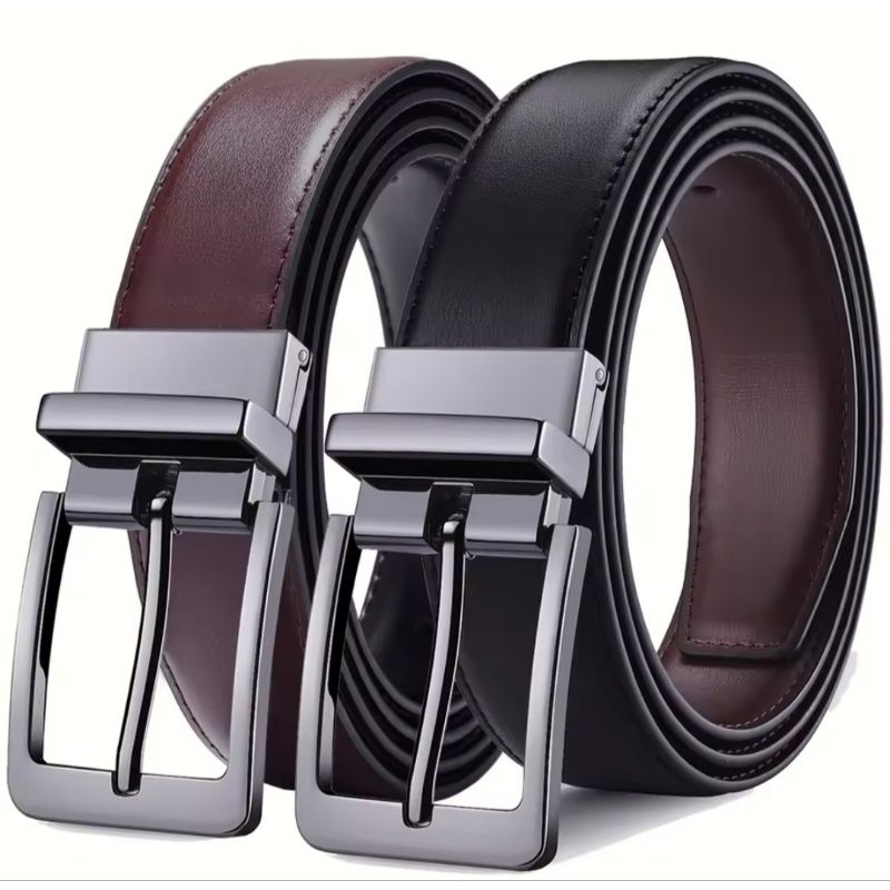 1 SABUK 2 WARNA TALI ikat pinggang kulit fashion pria kasual gesper clasic jeans mewah