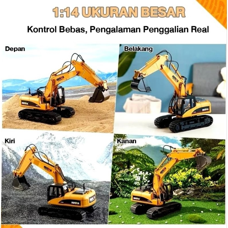 Mainan Anak Mobil Remot Control Excavator Kuning / Mainan Anak Mobil Excavator Free Remot Kontrol