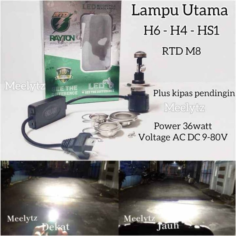 lampu led rtd m8 mini projie h4 cut off motor mobil putih projector