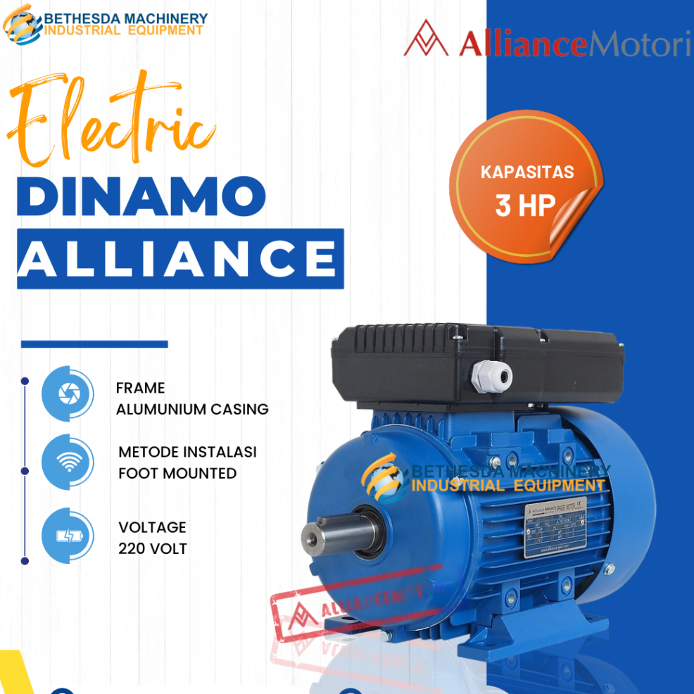 DINAMO MOTOR LISTRIK 3 HP 3HP FOOT ALLIANCE ELECTRIC MOTOR 1PHASE