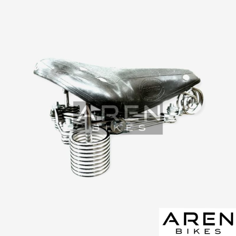 SADEL SEPEDA ONTHEL LEADER GELUNG PIR CHROME KROM KULIT HITAM ONTEL 28 FEDERAL KLASIK RETRO JENGKI S