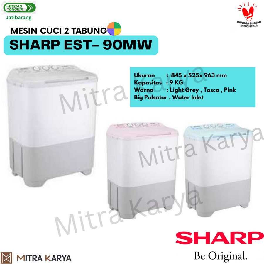 MESIN CUCI 2 TABUNG SHARP EST 90 MW TWIN TUBE 9KG ES-T 90MW MANUAL