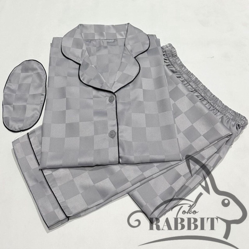piyama bajutidur garis salur dan kotak persegi satin pp panjang sampai jumbo