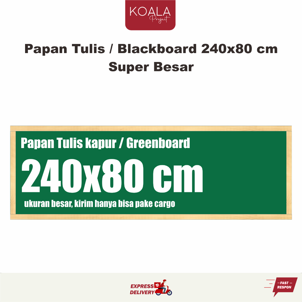 

GREENBOARD PAPAN TULIS KAPUR HIJAU 80X240 CM ATAU 240X80 CM - KOALA PROJECT