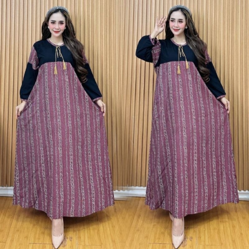 gamis jumbo salur rantai rayon premium jumbo