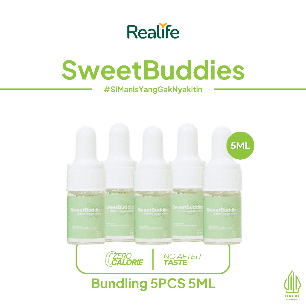 

Paket Hemat 5 Stevia Liquid Zero Calorie Pemanis Cair Sweetener Herbal Alami Realife 5ml