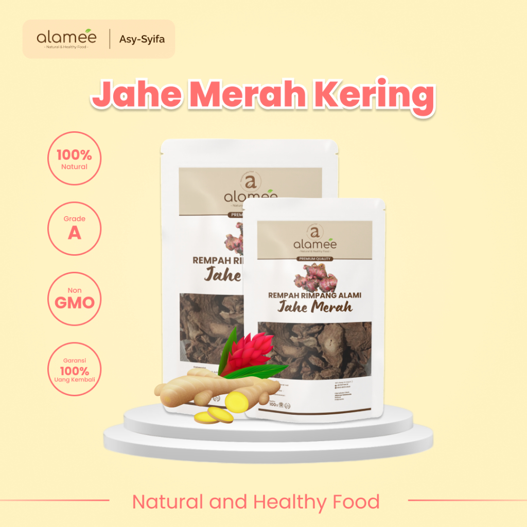 

ALAMEE Jahe Merah Kering Iris Dried Ginger Rempah Rimpang Organik Alami Bumbu Masakan Masak 100g 50g