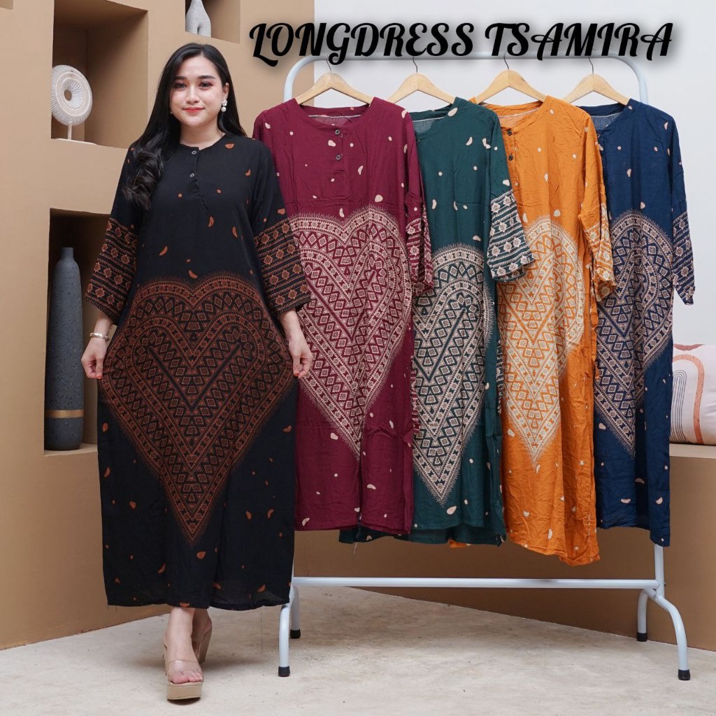 Longdress Tsamira bahan rayon santung