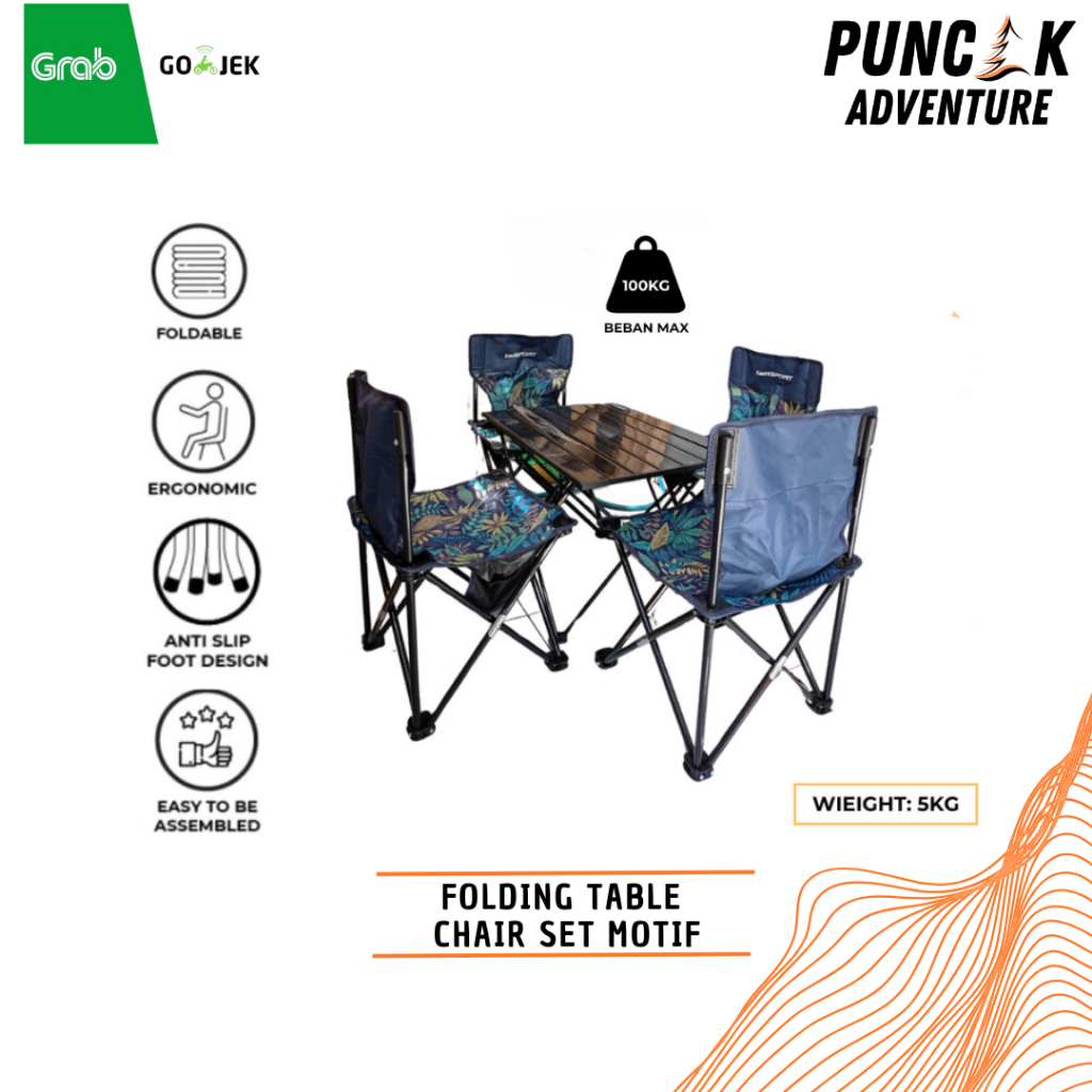 Meja Kursi Set Camping Outdoor - Meja Lipat Set Camping - Meja Camping - Kursi Set Camping - Kursi L