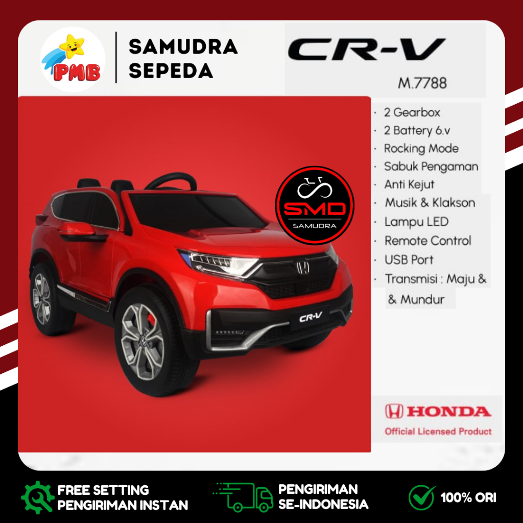 Mobil Aki Mainan Anak Cas Remot PMB 7788 CRV 12V Murah BDG
