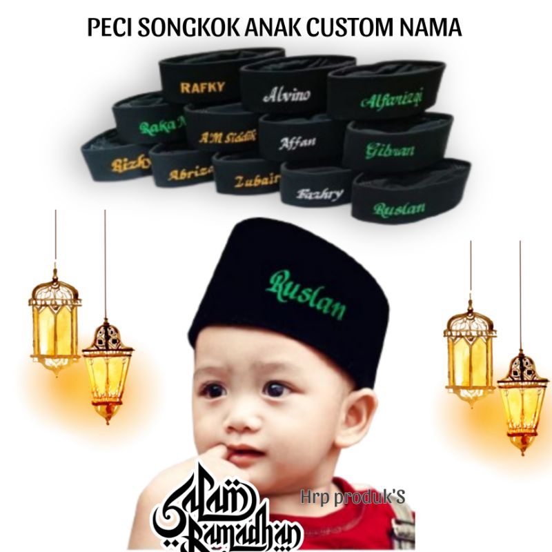 Peci Anak Custom Nama/Peci AnakBordir Nama