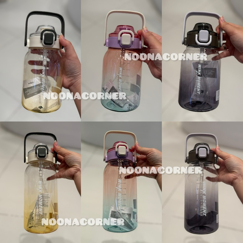 Miniso ‼️ Botol Minum Plastik Gradient with Handle Wink Moment Collections (750ml & 1 Liter)