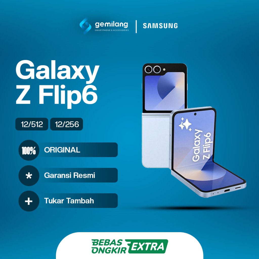 HP SAMSUNG GALAXY Z FLIP 6 5G RAM 12/256GB/512GB | SNAPDRAGON 8 GEN 3 | 50MP MAIN CAMERA | BATTERY 4