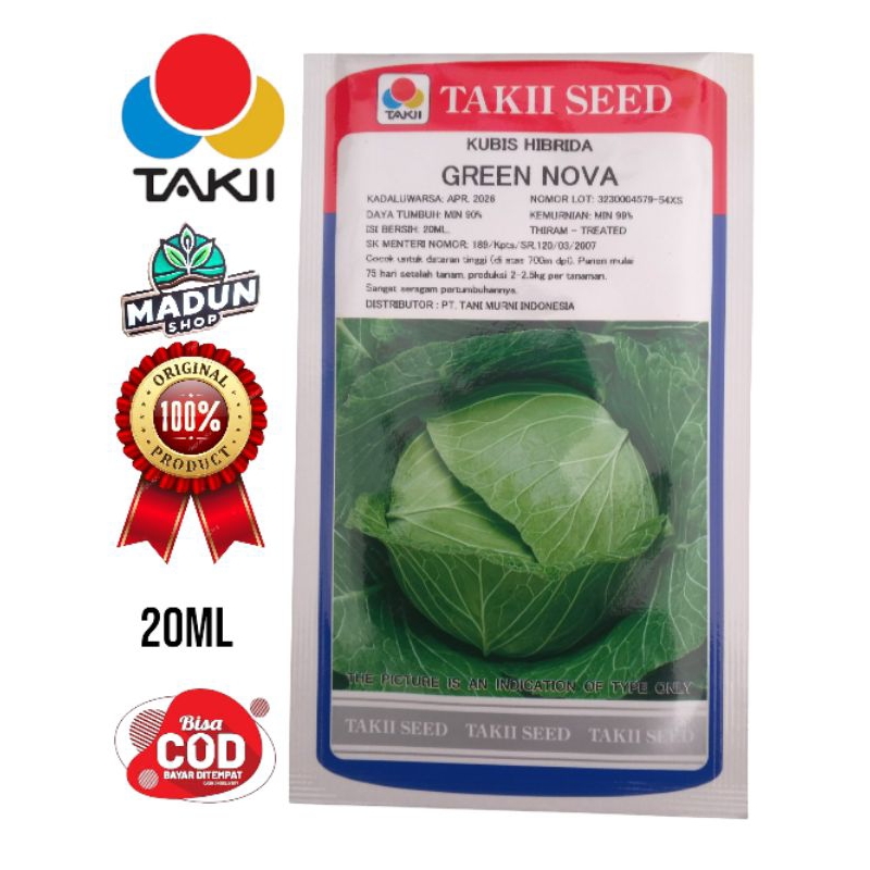 

Benih kubis hibrida Green Nova 20 ml Takii seed