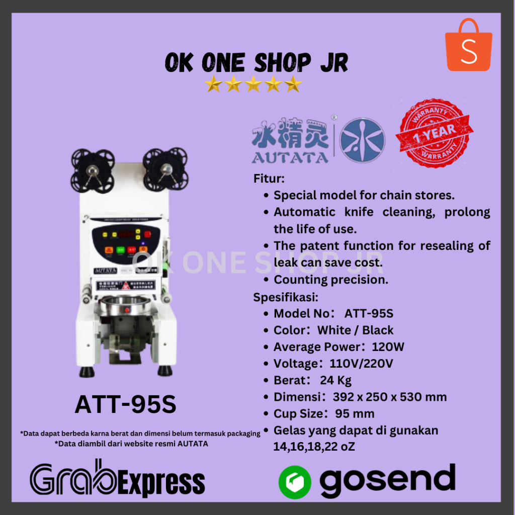 AUTATA Cup Sealer ATT-95S (Full Automatic)