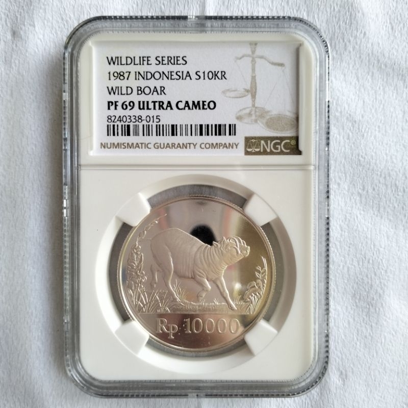 NGC PF 69 Koin Perak 10000 Rupiah 1987 Wild Boar Babi Celeng Silver Coin Indonesia