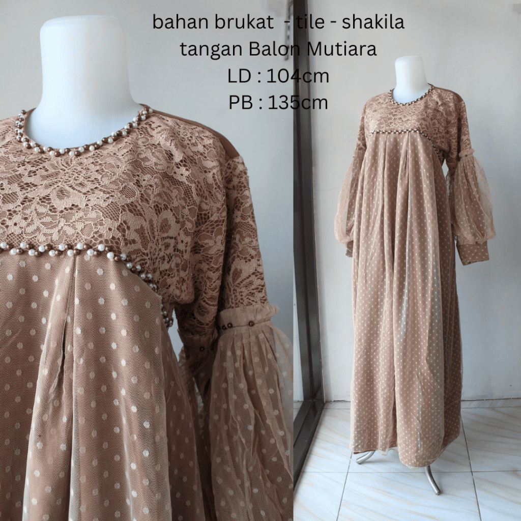 gamis brukat wanita muslimah premium mewah elegan kekinian modern gaun muslim brokat pesta kondangan