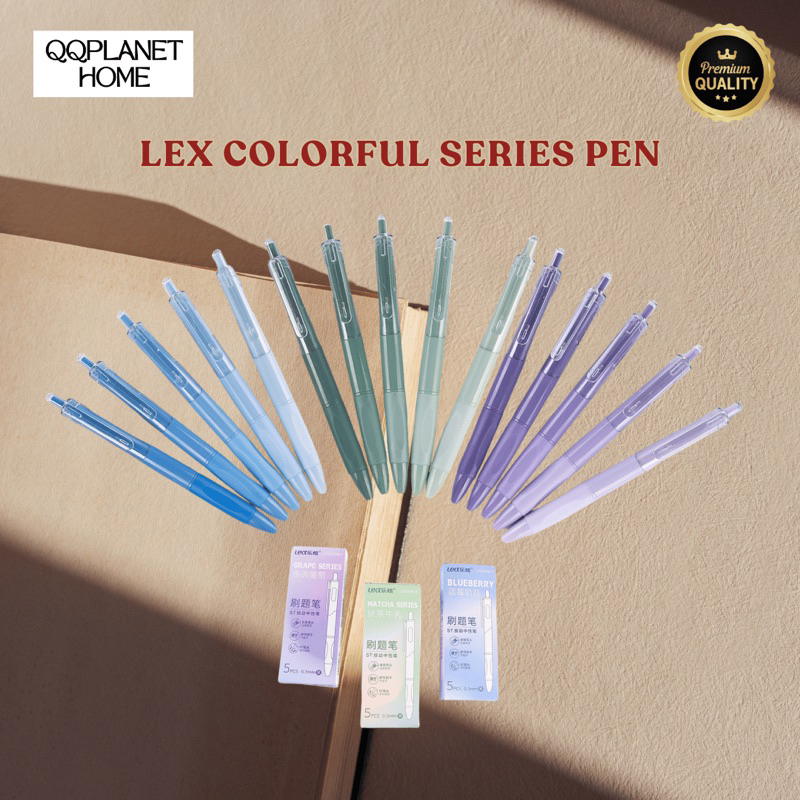 

[QQPLANET HOME] LEX Colourful Series Pen 0.5mm | Tinta Hitam | Varian Blueberry, Grape, & Matcha