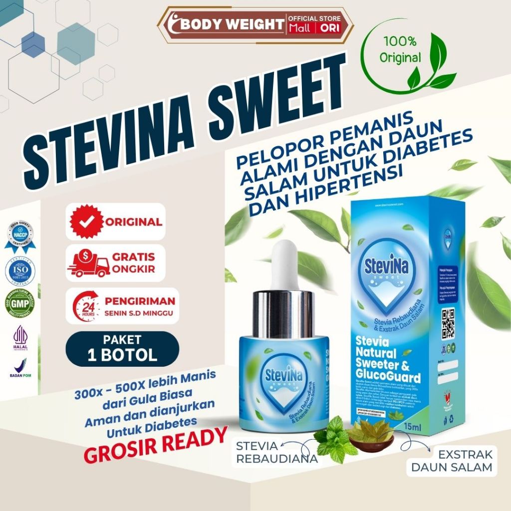 

Stevina Sweet Stevia Alami 0 Kalori Plus Herbal Daun Salam Untuk Mencegah Diabetes 1 Botol 15ml/BOTOL