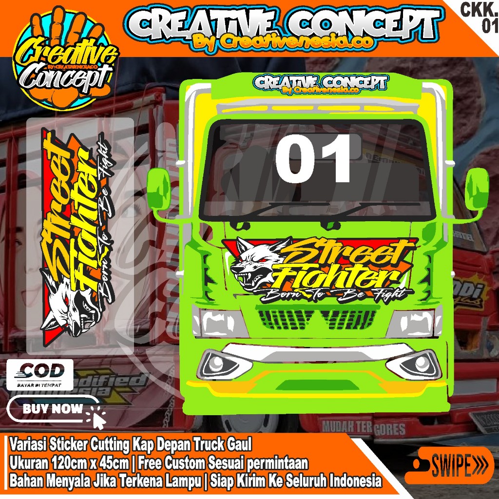 Sticker Kabin Truk Tronton Kontainer dll - Sticker Cutting Kap Kabin Truk Giga Canter Ragasa (CKK.01
