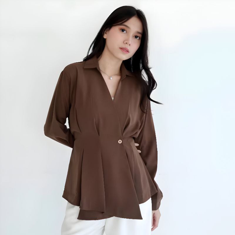 Gesha Shirt - Elegant Look For You - Jenna Shirt - Office Blouse Wanita Hijab Lengan Panjang