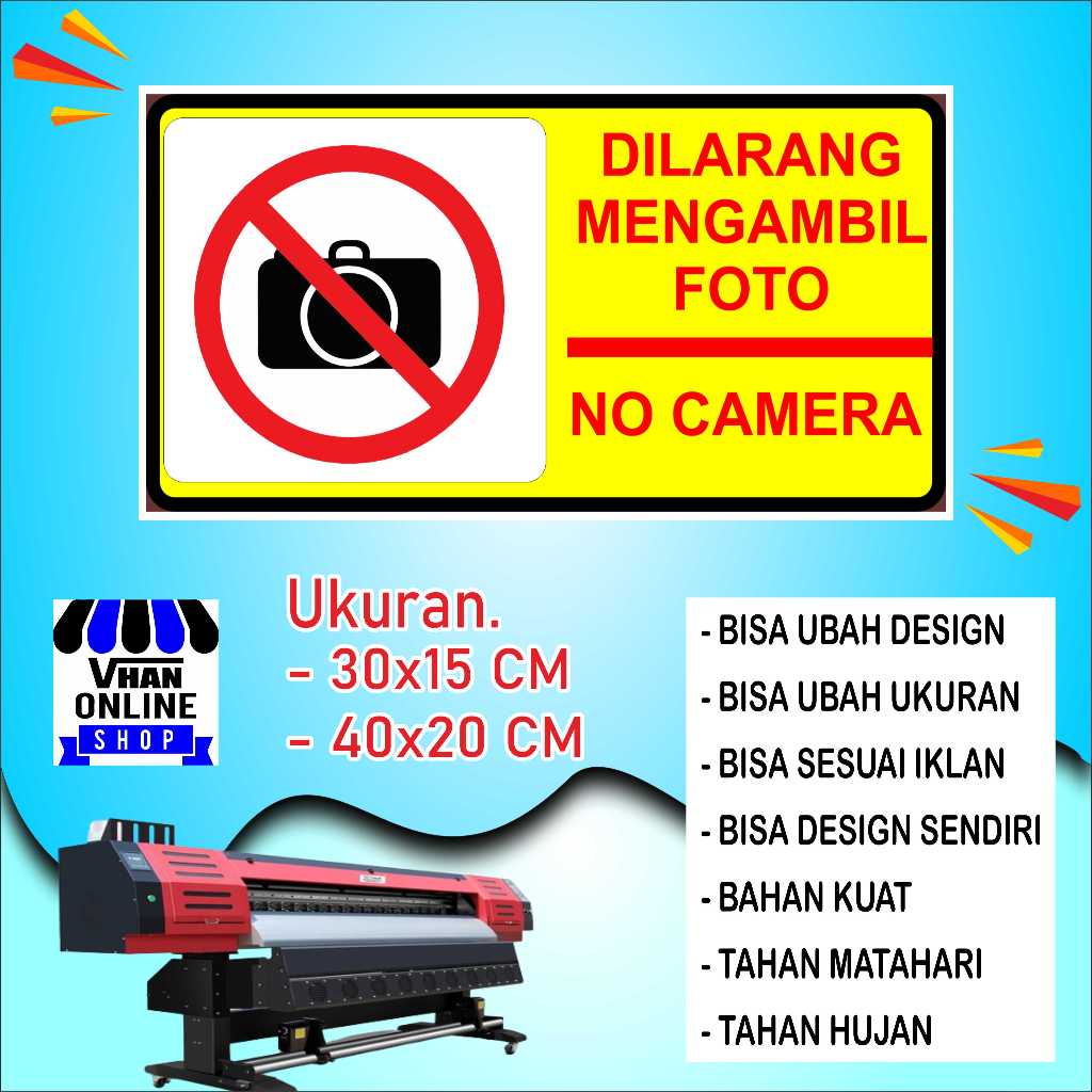 

Cetak Sticker Dilarang Mengambil Gambar Bahan Glosy Kuning