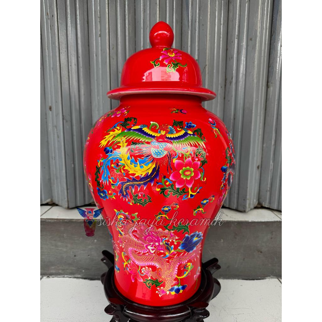 guci hias keramik porselen import tochin merah kangxi
