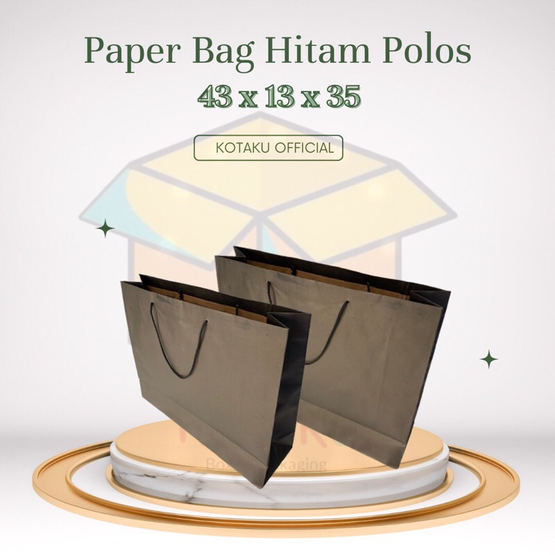 

Paper bag Hitam Polos/ Tas Kado ukuran 37x17 dan 43x13