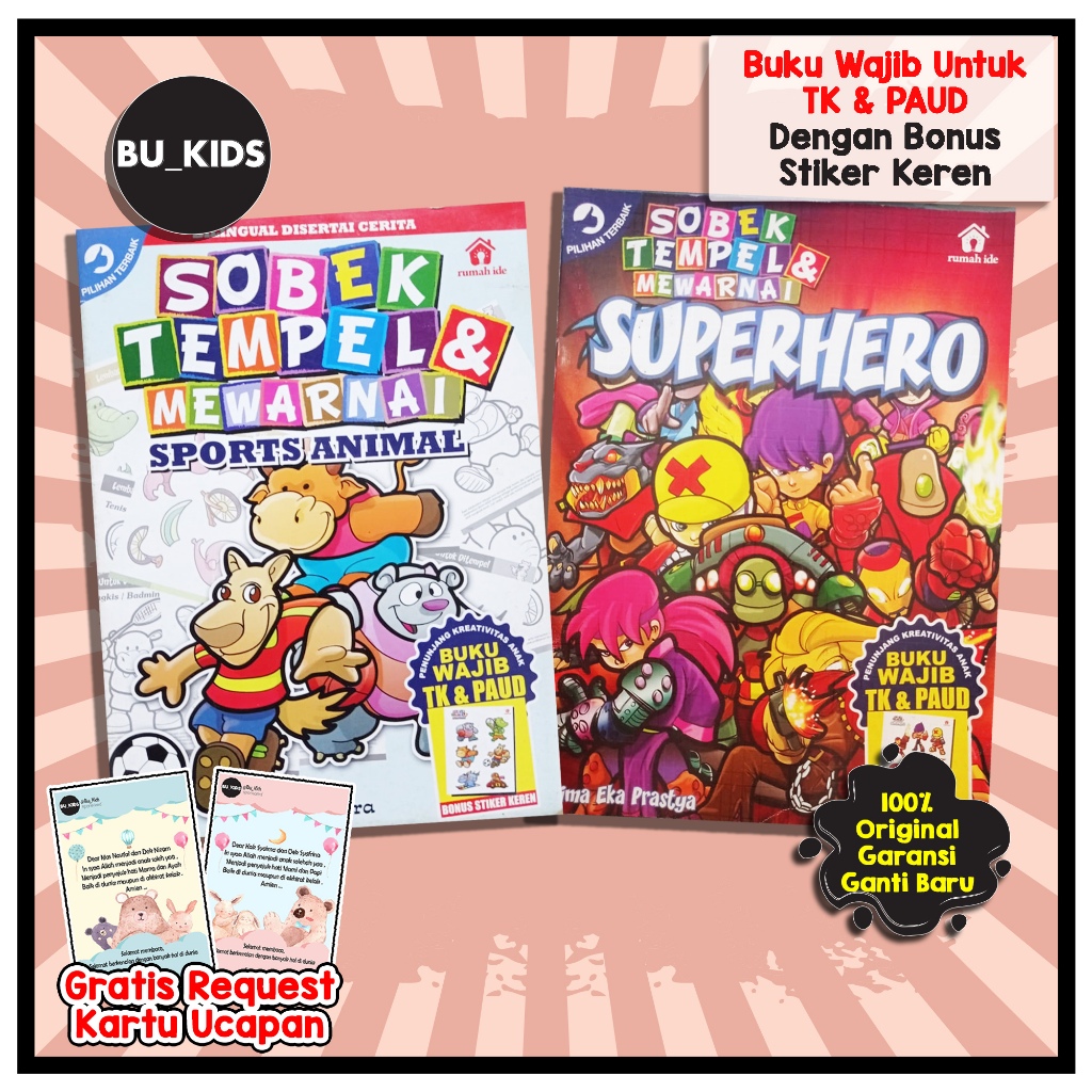 Buku Anak Menggunting Menempel Mewarnai Sobek Tempel Mewarnai Animals Superhero