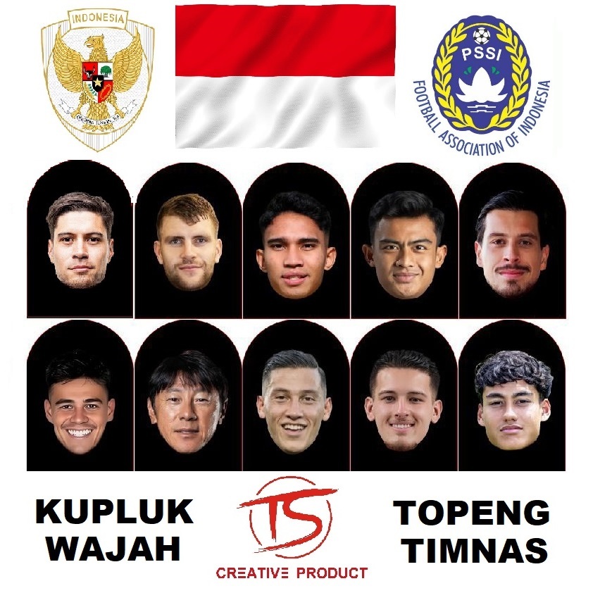 Masker Wajah 3D Masker Topeng Timnas Kupluk Wajah Topeng Wajah Klupuk Wajah Kupluk Timnas Pildun