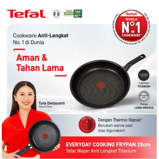 TEFAL EVERYDAY Cooking Frypan 28cm Non Stick Titanium Coating - Wajan Penggorengan Teflon 28 cm Lapi