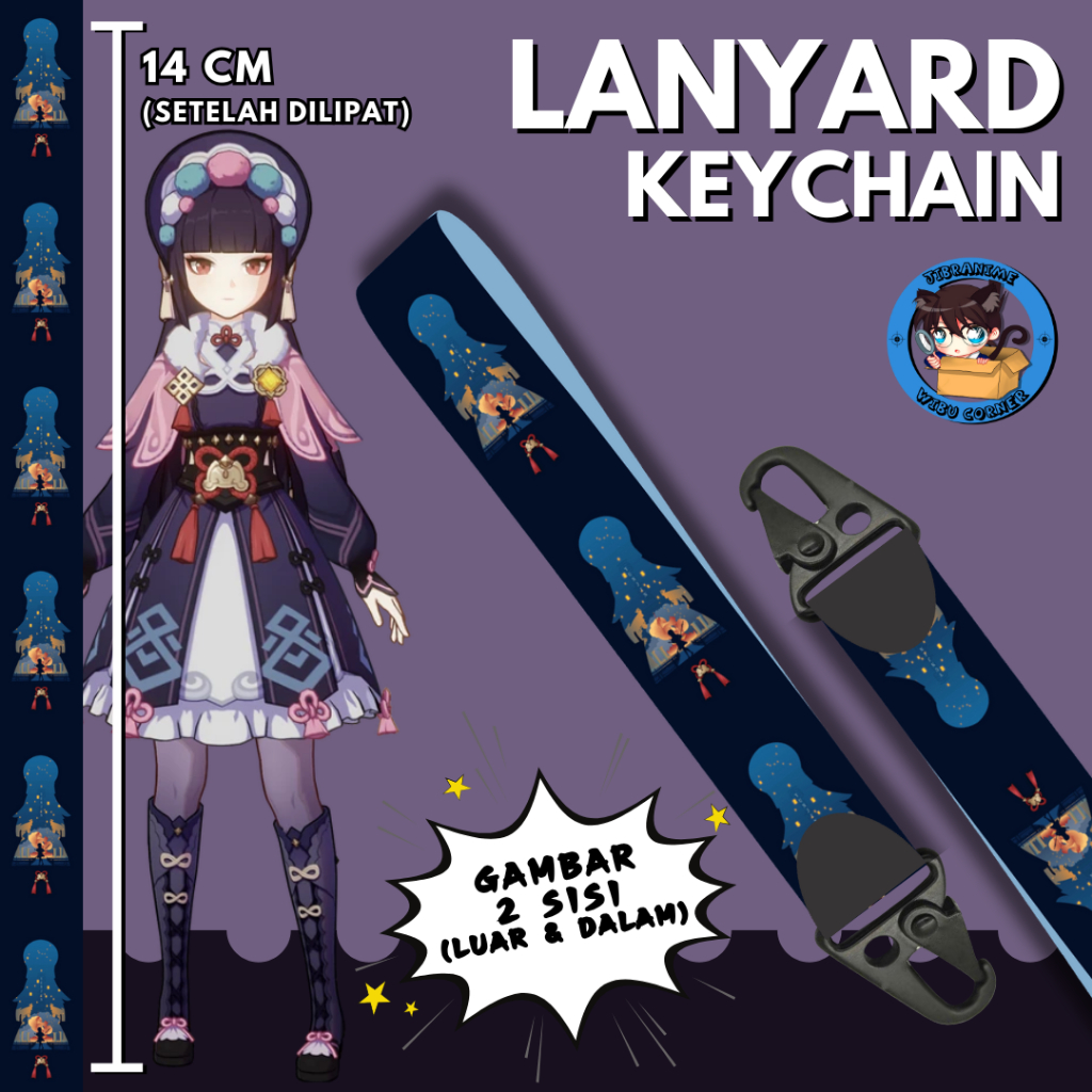 

Lanyard Strap Anime 2 Sisi / Yunjin Genshin Impact / Lanyard Custom Suka Suka / Gantungan kunci layard keychain