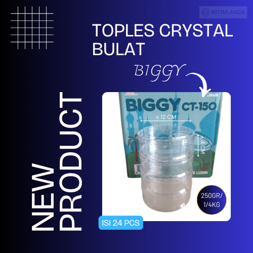 Toples Crystal Biggy CT-150 Bulat Bening 250ml 1/4kg per pcs