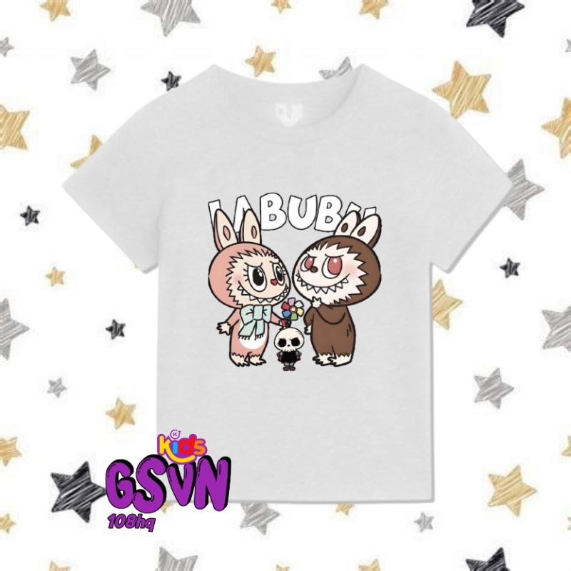 KAOS BAJU ANAK - TSHIRT TEE LABUBU THE MONSTER KIDS CARTOON LA BUBU MERAH BIRU LILAC COKLAT UMUR 3 4