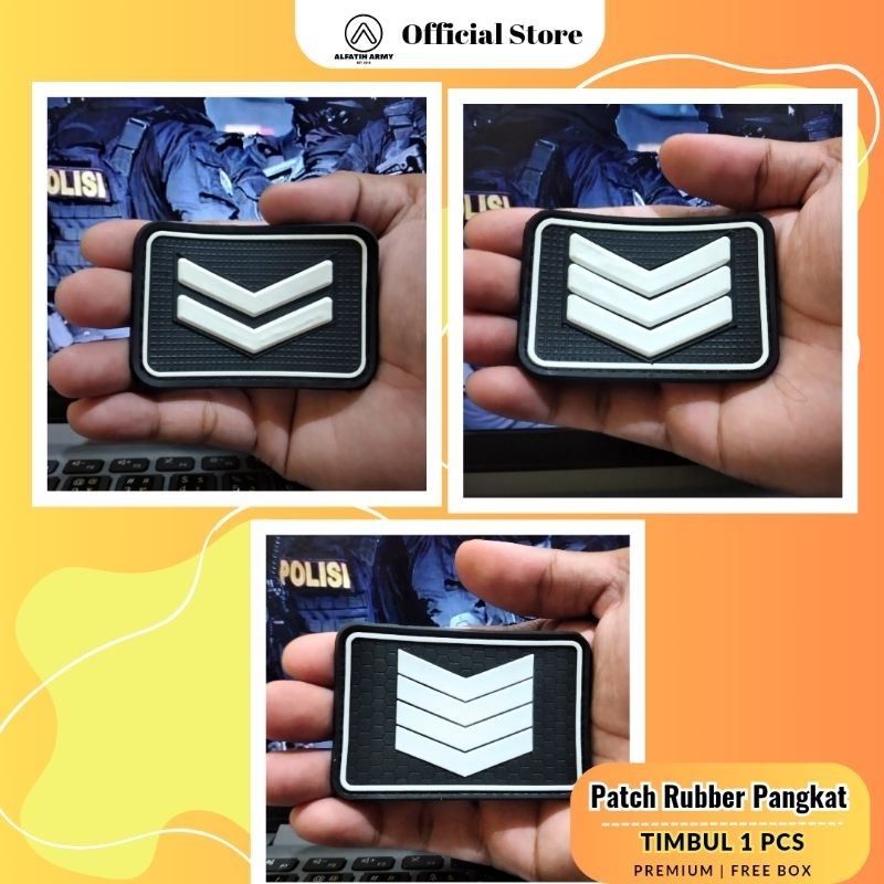 Patch rubber Pangkat Polisi Bripda Briptu Bripol Bripka 6x7 cm Emblem Karet