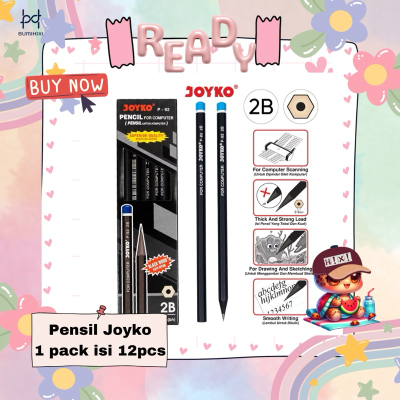 

Ready Stock Pensil Ujian Merk Joyko 2B P-92 isi 1pack 12 pcs