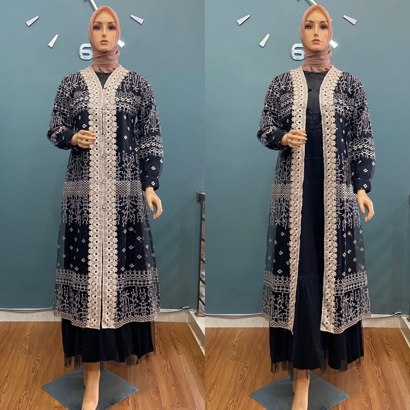 Gamis Jena Outer Lepas Renda LD 130cm| Fashion Muslim| Gamis Terbaru| Gamis Lebaran| Baju Lebaran wa