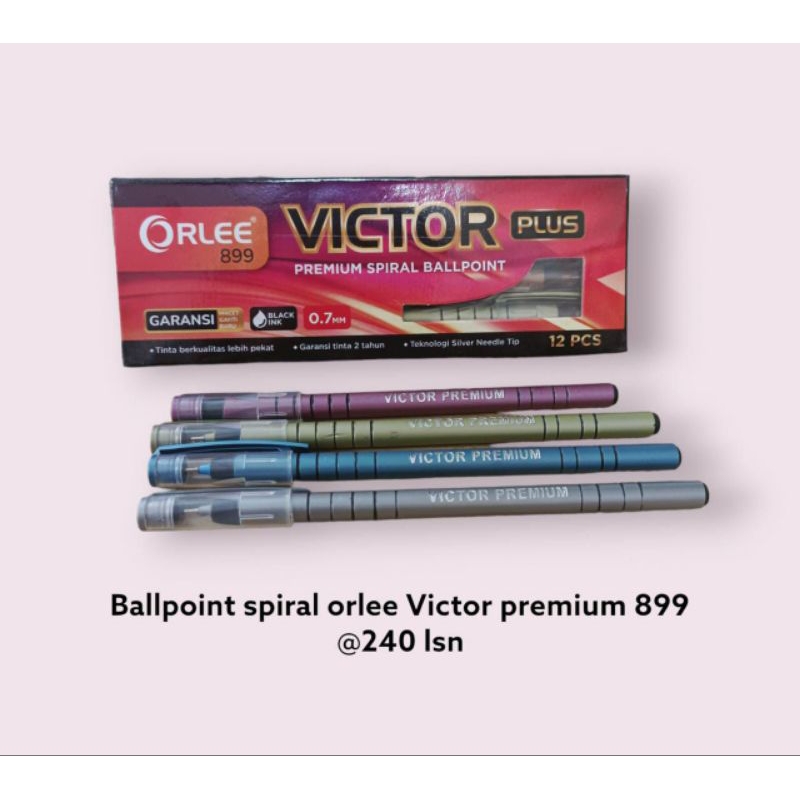 

Bolpen pulpen Spiral Premium victor Orlee isi 12 pc