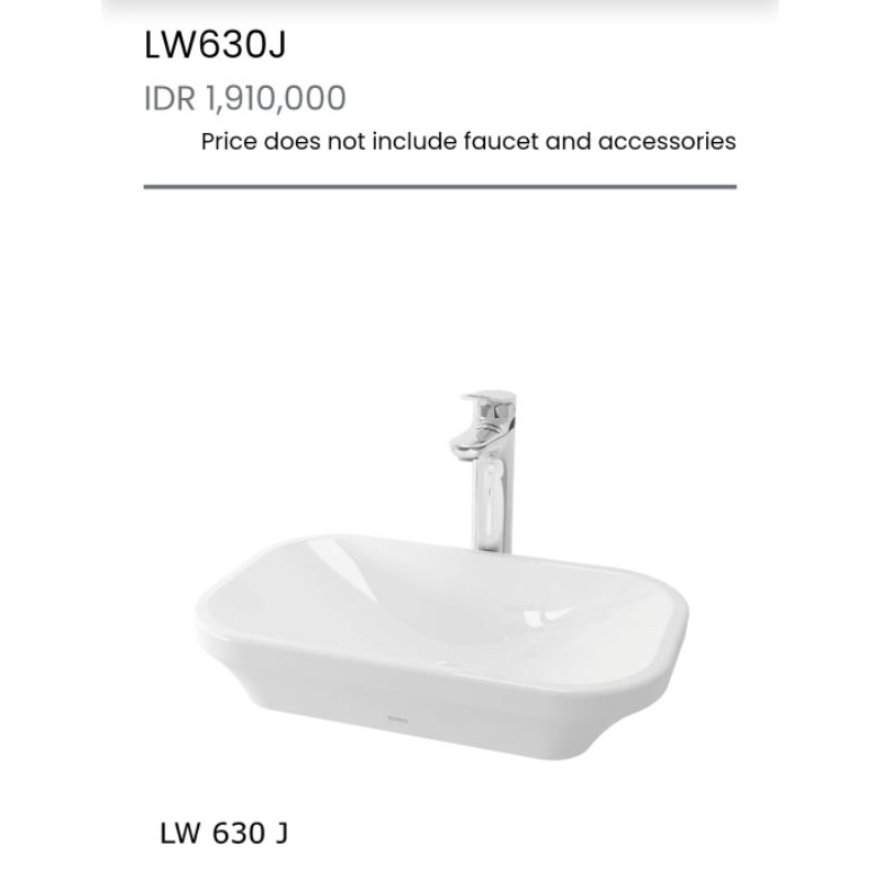 WASTAFEL TEMPAT CUCI TANGAN TOTO Vessel Counter Lavatory Kualitas1 Grade A LW630J