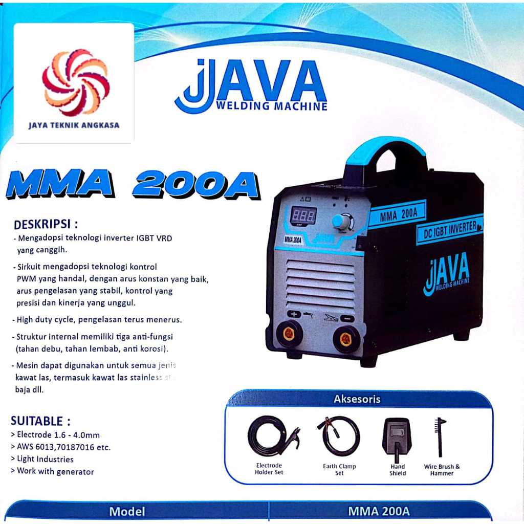 MESIN LAS MMA 200 A JAVA WELDING PERLENGKAPAN LAS