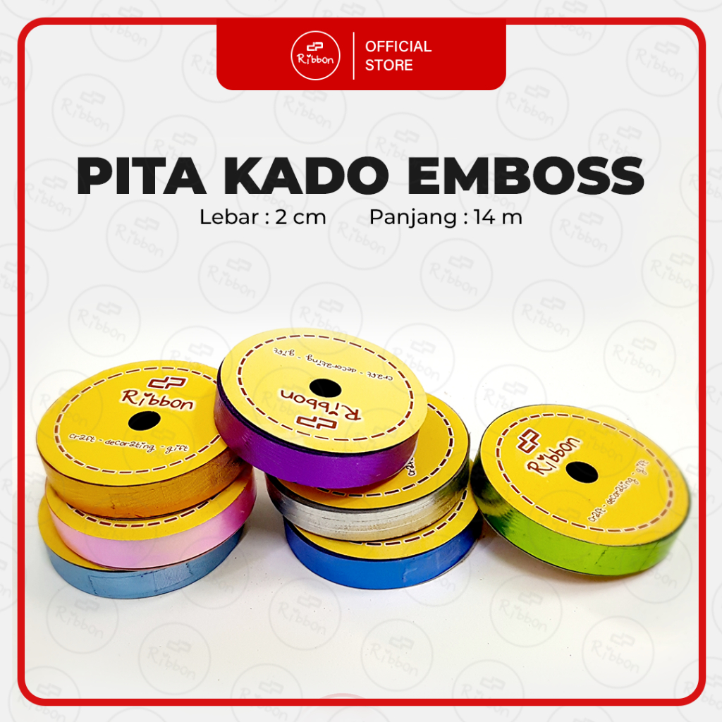 

GROSIR RIBBON Pita Kado 2cm 3/4" METALIK EMBOS LASER Jepang / Plastik 2 cm 18mm